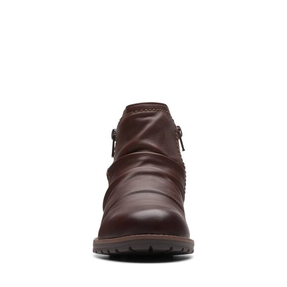 NEW CLARKS Leather Aspra Walk Waterproof Zip Booties british tan for women 367tn - Picture 3 of 9